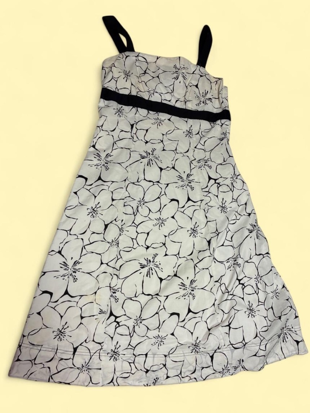 Vintage NYC Black & White Floral Sundress - size 10